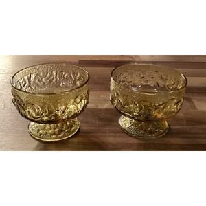 MCM Anchor Hocking Lido Milano Honey Gold Tall Sherbet Cup Bowl 8 oz Set Of 2